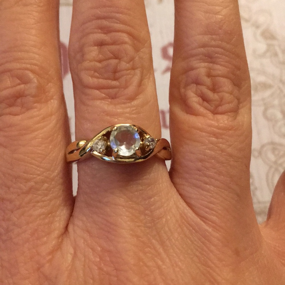 Genuine blue quartz gold plated ring - Picture 4 of 6